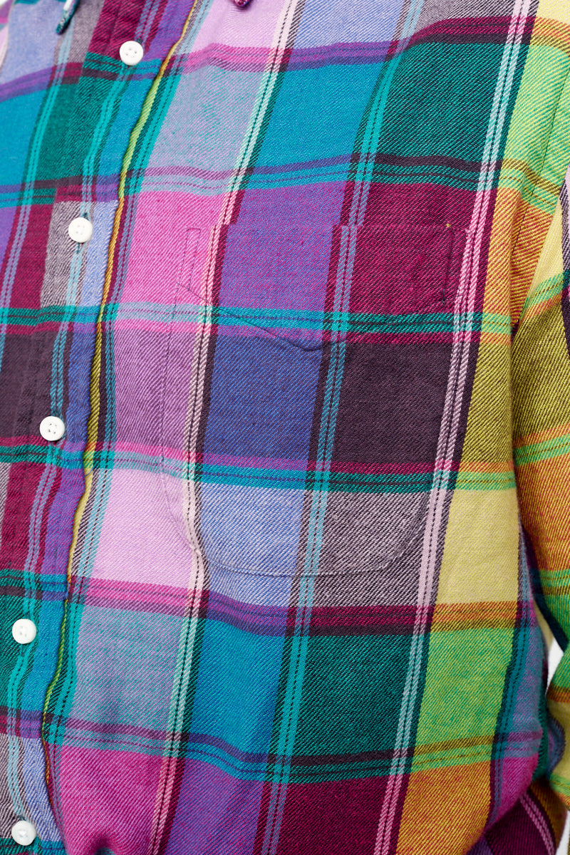 GITMAN Plaid Flannel Hemd / Multicolor (Detail Brusttasche)