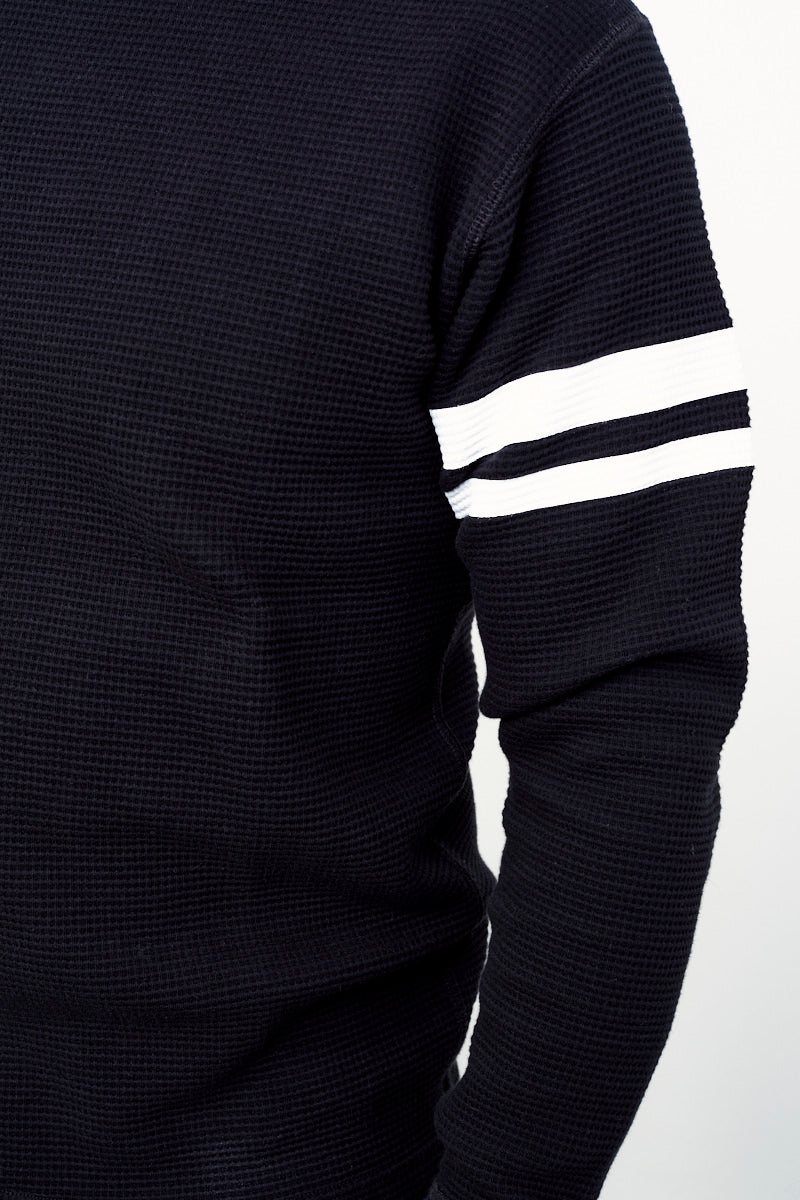 MOMOTARO / GTB Thermal Long-sleeve T-Shirt / black (Detail Arm two stripe print)