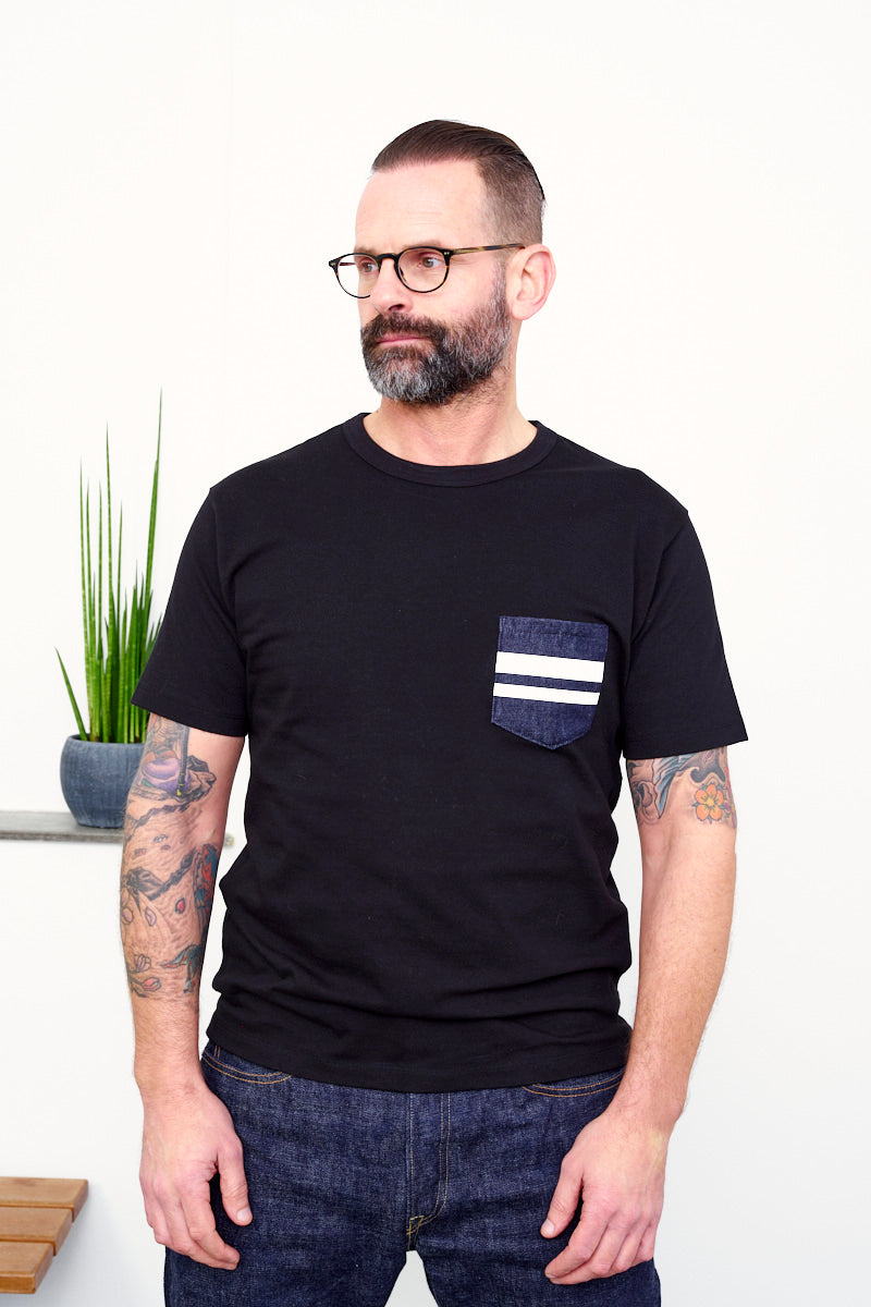 MOMOTARO / T-Shirt GTB DENIM POCKET / black (vorne)