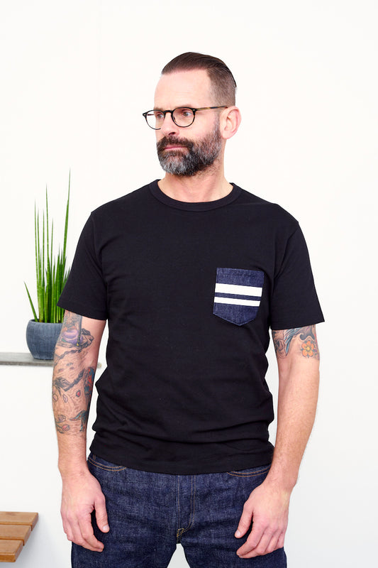 MOMOTARO / T-Shirt GTB DENIM POCKET / black (vorne)