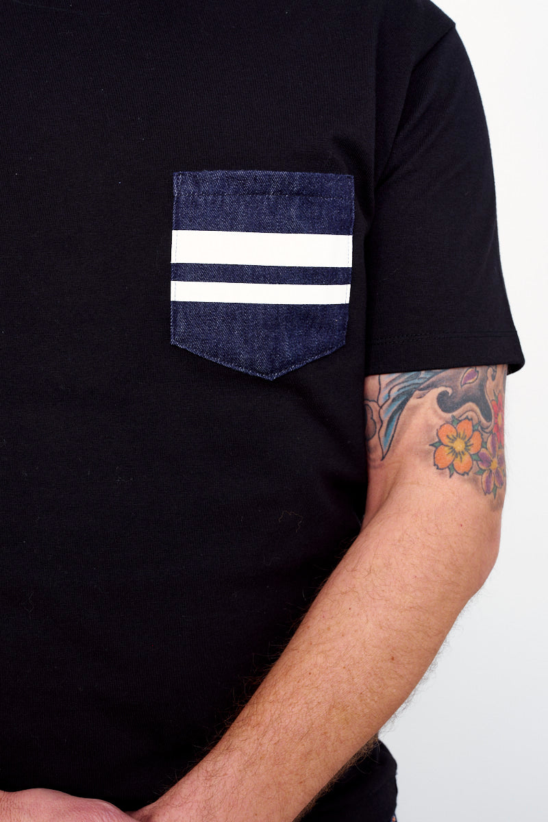 MOMOTARO / T-Shirt GTB DENIM POCKET / black (Detail Denim Pocket)