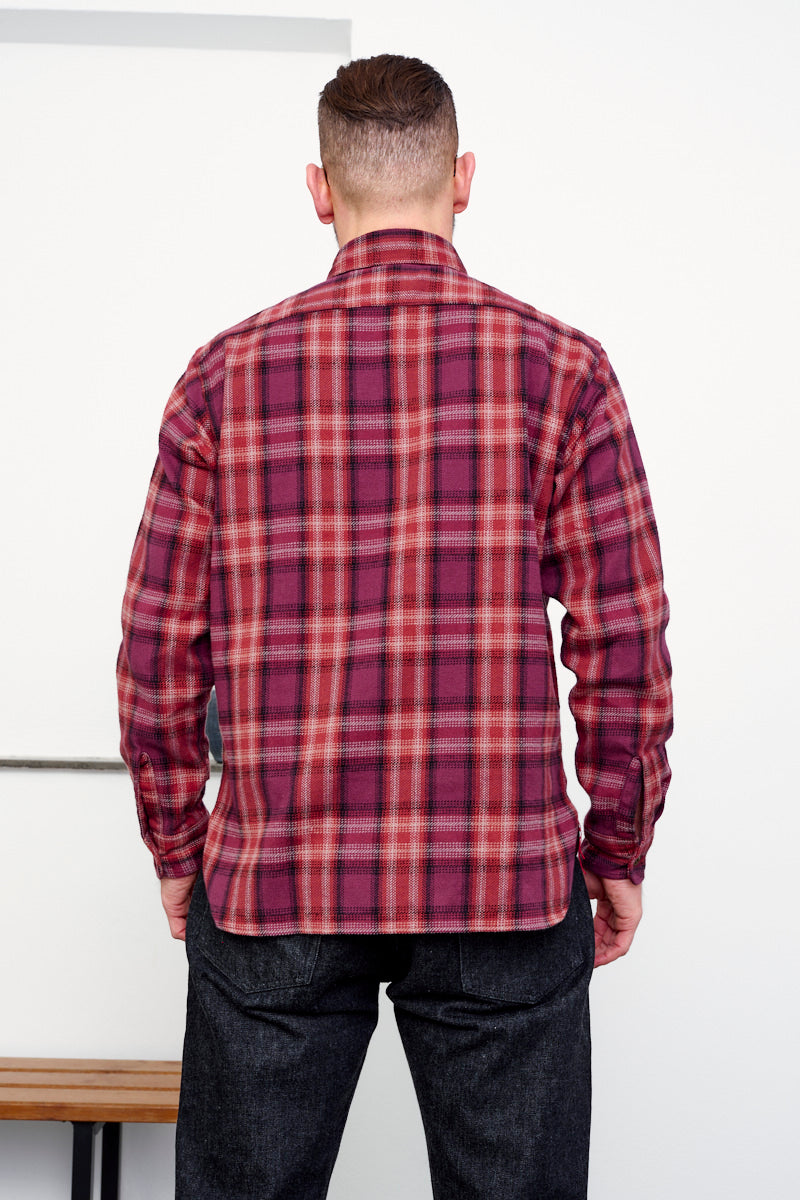 SUGAR CANE / Twill Check Work Shirt / red (hinten)
