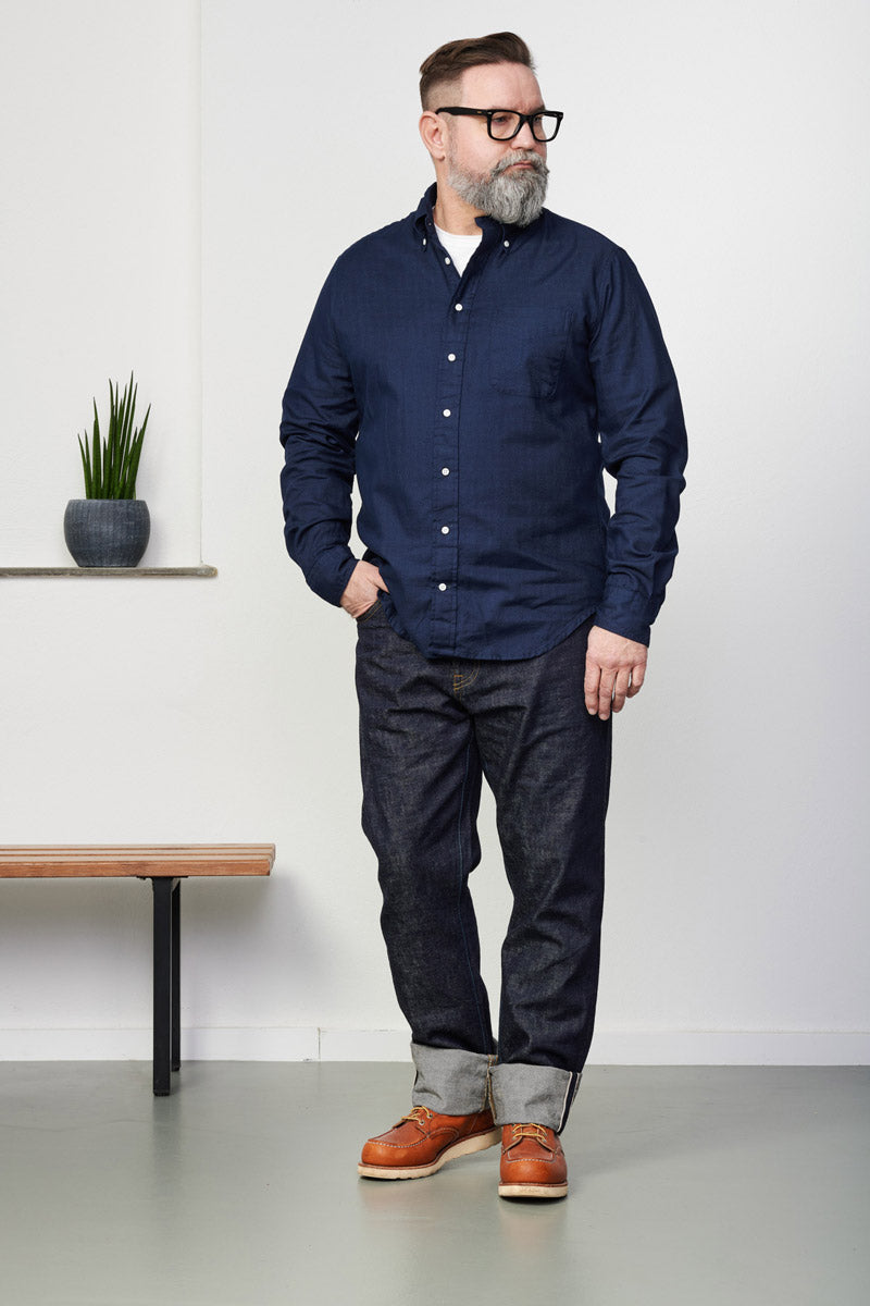 GITMAN - Hemd NAVY HOPSACK | Button-Down | navy
