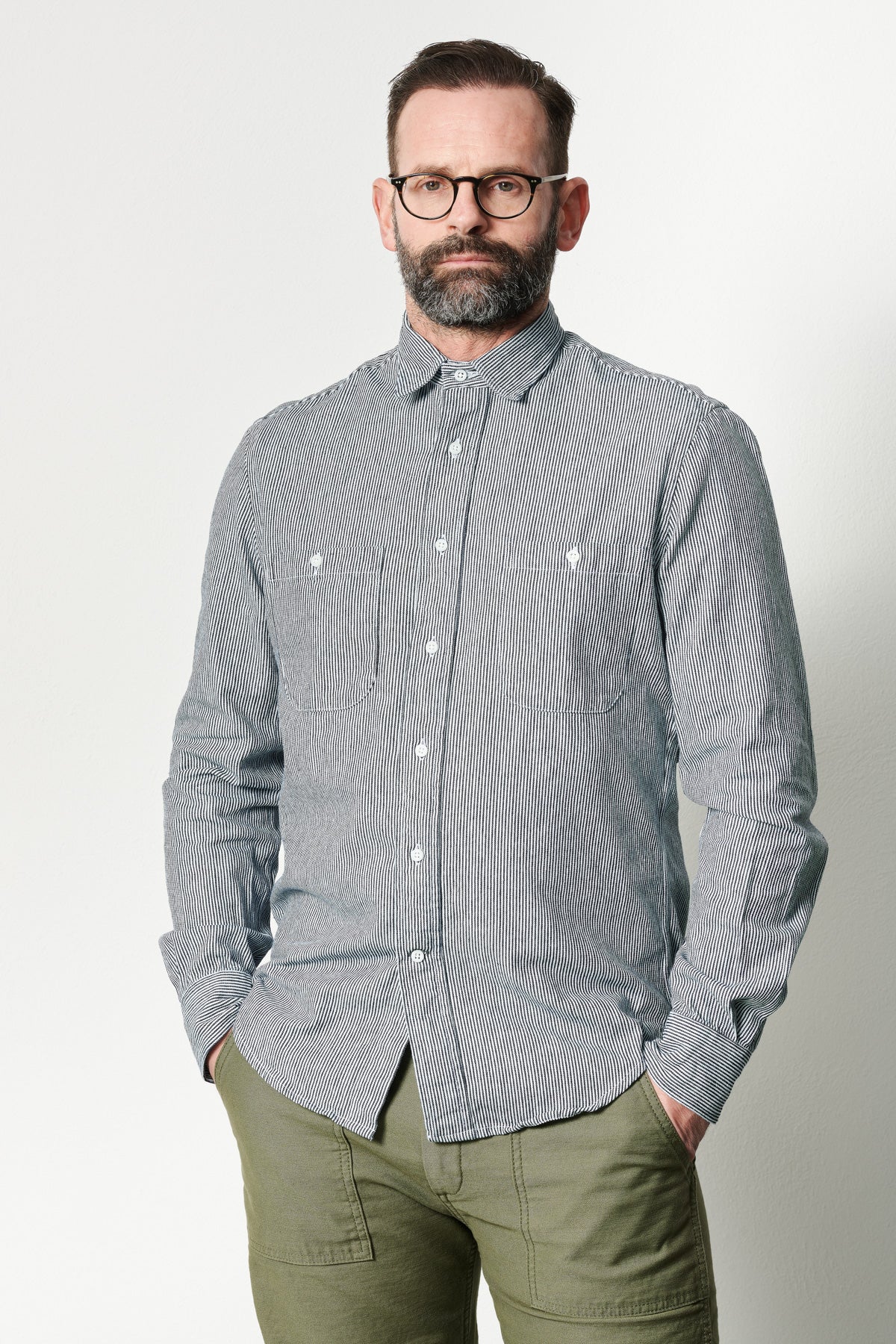 GITMAN - Hemd RAILROAD STRIPE DENIM | stripe