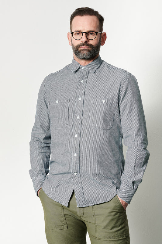 GITMAN - Hemd RAILROAD STRIPE DENIM | stripe