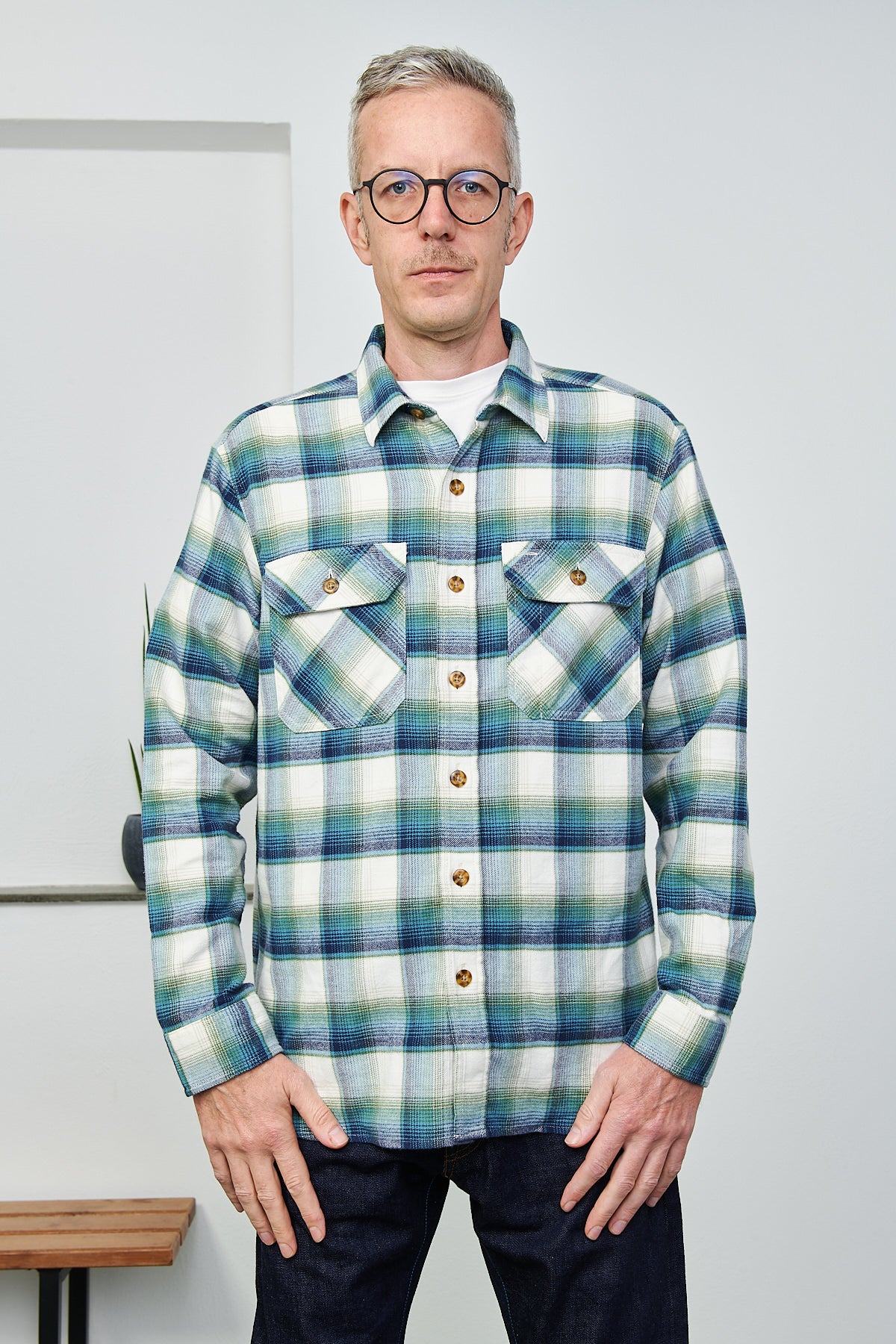 PENDLETON -  Hemd Burnside Shirt | cream green blue plaid