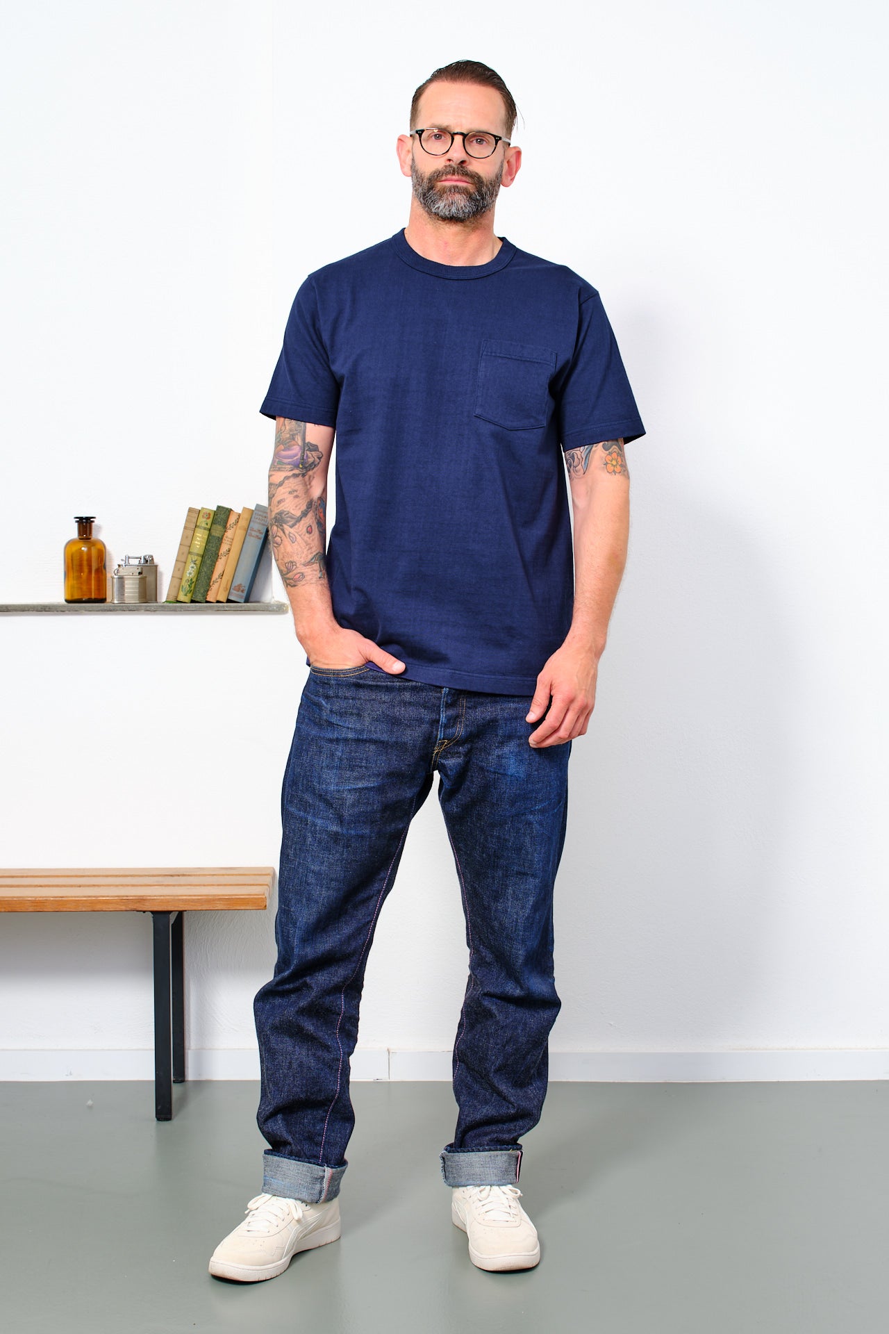 Whitesville Pocket T-Shirt - Navy (Style View)
